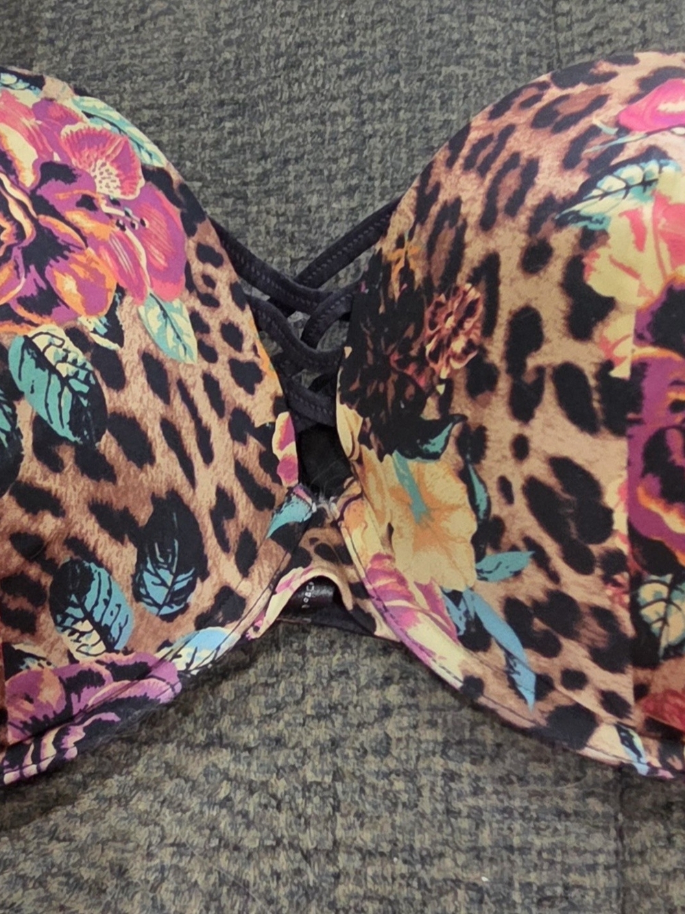 Torrid Floral Leopard Printed Push-Up Bra in Tan and Multicolor 44DD